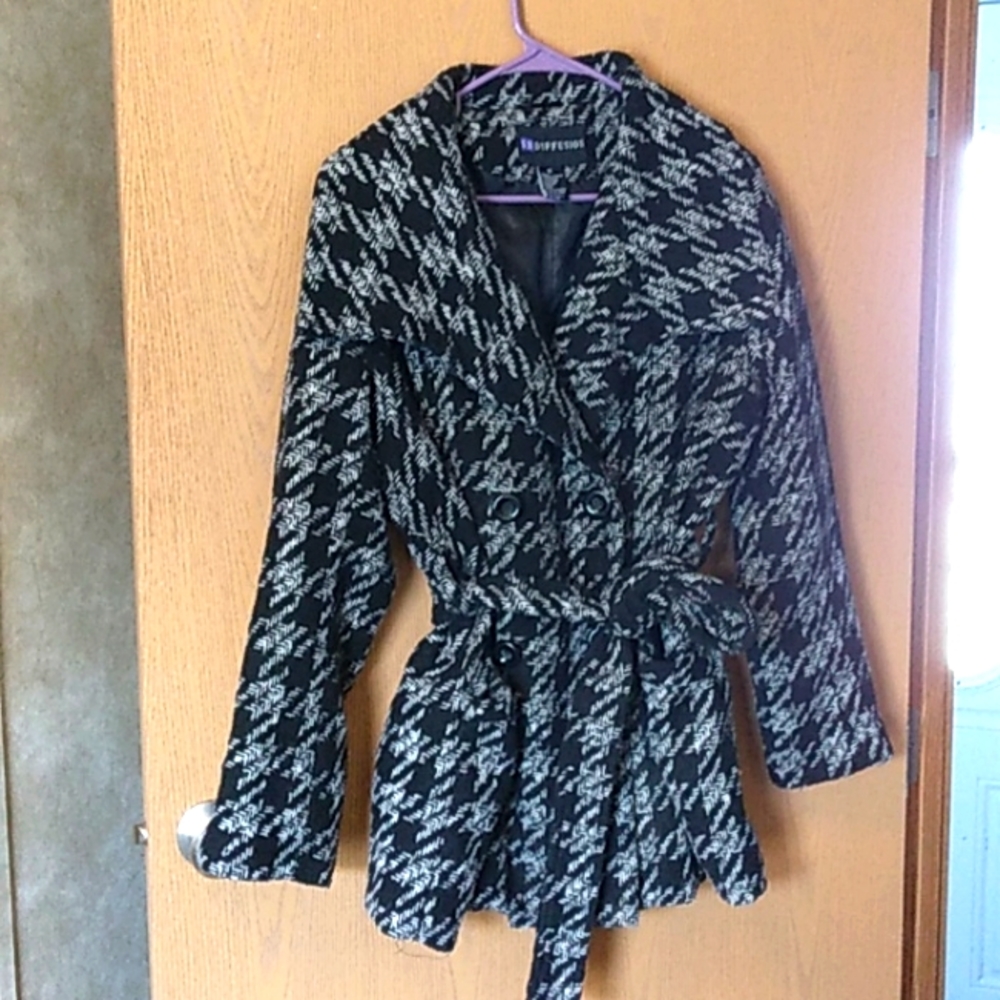 IB Diffusion pea coat plaid checkered jacket